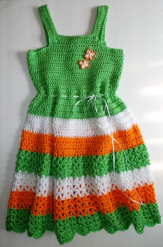 Green Multi Crocheted Girls Dress